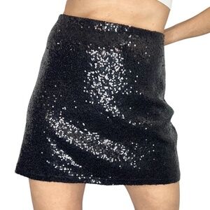 Limited Collection black sequin stretch mini skirt L